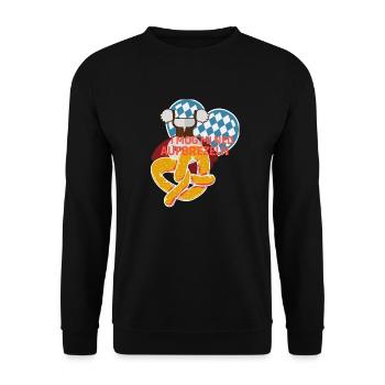 Aufbrezeln T-shirt Volksfest Trachtenshirt Ersatz - Unisex Pullover - Schwarz - Vorne - Alina (178cm) & Michal (187cm)