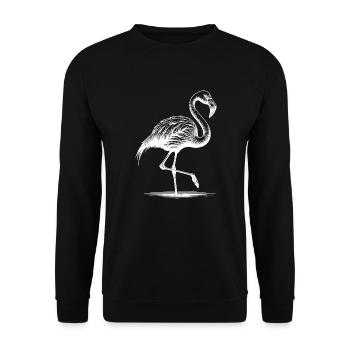 Handsome flamingo standing on one leg - Unisex Sweatshirt - black - Front - Alina (178cm) & Michal (187cm)