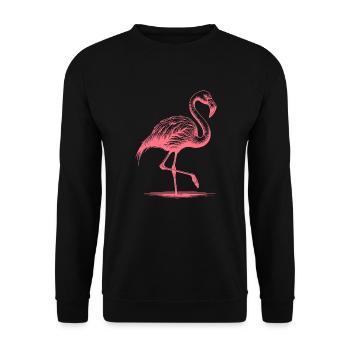Pretty pink flamingo standing on one leg - Unisex Sweatshirt - black - Front - Alina (178cm) & Michal (187cm)