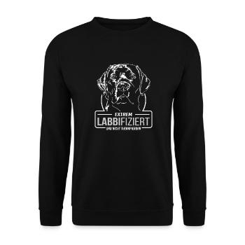 LABBIFIZIERT Labrador Retriever Labbi Wilsigns - Unisex Pullover - Schwarz - Vorne - Alina (178cm) & Michal (187cm)