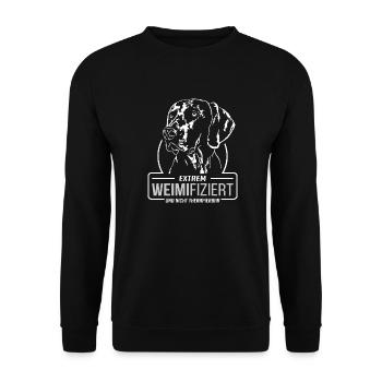 WEIMIFIZIERT Weimaraner Hunde Spruch Wilsigns - Unisex Pullover - Schwarz - Vorne - Alina (178cm) & Michal (187cm)