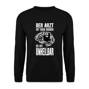 MOTOCROSS MOTORRAD UNHEILBAR - Unisex Pullover - Schwarz - Vorne - Alina (178cm) & Michal (187cm)