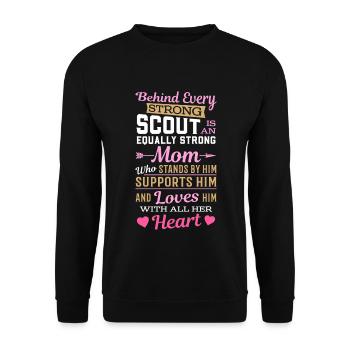 Behind Every Strong Scout Is An Equally Strong Mom - Unisex Pullover - Schwarz - Vorne - Alina (178cm) & Michal (187cm)