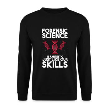 Gerichtsmediziner und Forensischer Analyst - Unisex Pullover - Schwarz - Vorne - Alina (178cm) & Michal (187cm)