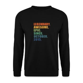 8th Birthday, October 2015, 8 Year Anniversary - Unisex Sweatshirt - black - Front - Alina (178cm) & Michal (187cm)