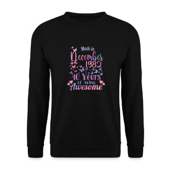 40th Birthday December 1982 Women 40 Years Old - Unisex Sweatshirt - black - Front - Alina (178cm) & Michal (187cm)