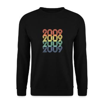 Cool Retro 2009, 14 Jahre alt, 14. Geburtstag Teens - Unisex Pullover - Schwarz - Vorne - Alina (178cm) & Michal (187cm)