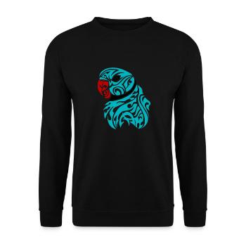 Blue ringneck parrot tattoo - Unisex Sweatshirt - black - Front - Alina (178cm) & Michal (187cm)