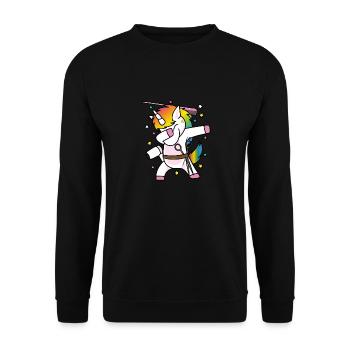 Dabbing unicorn, unicorn barber, barber, gift - Unisex Sweatshirt - black - Front - Alina (178cm) & Michal (187cm)