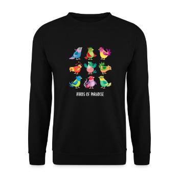 Paradiesvögel 2 - Unisex Pullover - Schwarz - Vorne - Alina (178cm) & Michal (187cm)