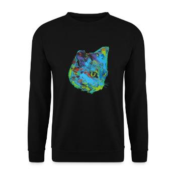 chat, chat, illustration, graffiti, chat, - Sweat-shirt Unisexe - noir - Devant - Alina (178cm) & Michal (187cm)