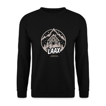 Apres Ski T Shirt Design Laax Schweiz Skigebiet - Unisex Pullover - Schwarz - Vorne - Alina (178cm) & Michal (187cm)