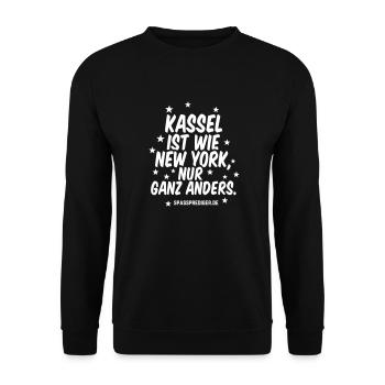 Kassel ist wie New York - Unisex Pullover - Schwarz - Vorne - Alina (178cm) & Michal (187cm)