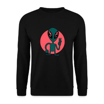 Aliens Außerirdische Existenz Lustiger Spruch Kind - Unisex Pullover - Schwarz - Vorne - Alina (178cm) & Michal (187cm)