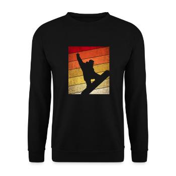 Retro Snowboard Snowboarder Winter Sport Oldschool - Unisex Pullover - Schwarz - Vorne - Alina (178cm) & Michal (187cm)