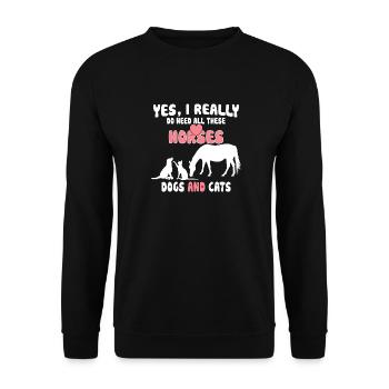 Horses Dogs And Cats - Unisex Sweatshirt - black - Front - Alina (178cm) & Michal (187cm)