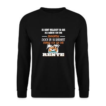 Rentner Vorruhestand Altersteilzeit Rente Geschenk - Unisex Pullover - Schwarz - Vorne - Alina (178cm) & Michal (187cm)