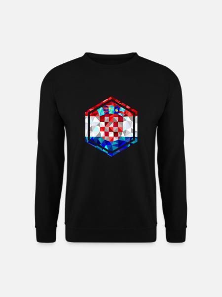 Kroatien Flagge Sechseck low poly Diamant Stil - Unisex Pullover - Schwarz