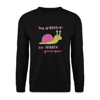 Joggen Sport Laufen Langsame Schnecke Lustig - Unisex Pullover - Schwarz - Vorne - Alina (178cm) & Michal (187cm)