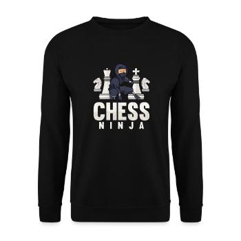 Chess Ninja Funny Chess Lover Gift Chess Pieces - Unisex Sweatshirt - black - Front - Alina (178cm) & Michal (187cm)