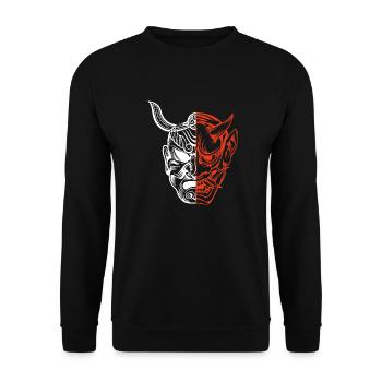 Demon Mask Hannya Hannyamask Japan Oni - Unisex Sweatshirt - black - Front - Alina (178cm) & Michal (187cm)