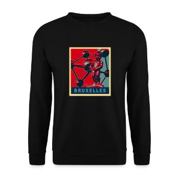 brüssel - Unisex Pullover - Schwarz - Vorne - Alina (178cm) & Michal (187cm)