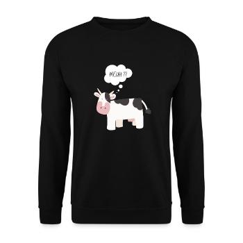 Cadeau humour - Vache qui fait Meuh - Sweat-shirt Unisexe - noir - Devant - Alina (178cm) & Michal (187cm)