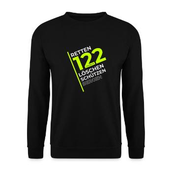 122 - Retten - Löschen - Schützen - Bergen - Unisex Pullover - Schwarz - Vorne - Alina (178cm) & Michal (187cm)