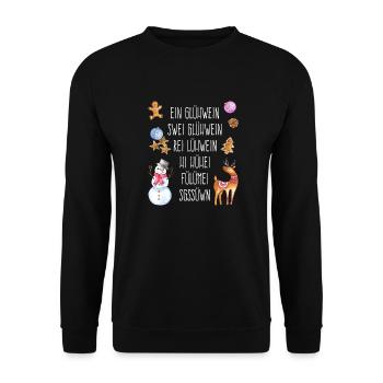 Ein Glühwein Swei Glühwein ... Weihnachtsmarkt - Unisex Pullover - Schwarz - Vorne - Alina (178cm) & Michal (187cm)