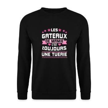 Les gâteaux de mamie c'est toujours une tuerie - Sweat-shirt Unisexe - noir - Devant - Alina (178cm) & Michal (187cm)