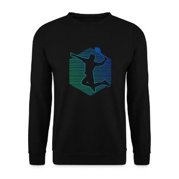 Herren Badmintonspieler Badminton Federball - Unisex Pullover - Schwarz - Vorne - Alina (178cm) & Michal (187cm)