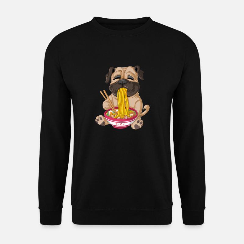 Mops isst Ramen - Unisex Pullover - Schwarz