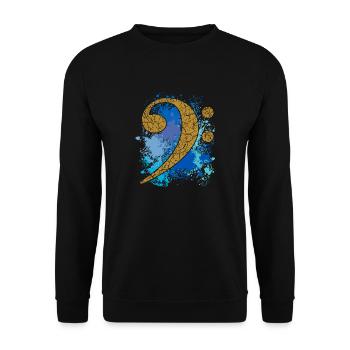 Grande clé à basse sur éclaboussures de couleur - Sweat-shirt Unisexe - noir - Devant - Alina (178cm) & Michal (187cm)
