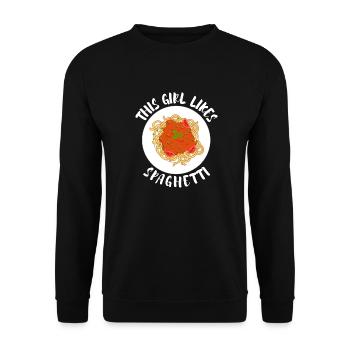Fille aime les spaghettis ironique disant chef de - Sweat-shirt Unisexe - noir - Devant - Alina (178cm) & Michal (187cm)