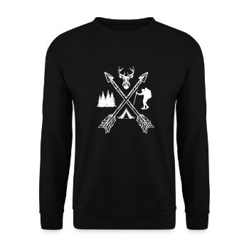 camper arrows tent deer Design for a Nature lover - Unisex Sweatshirt - black - Front - Alina (178cm) & Michal (187cm)