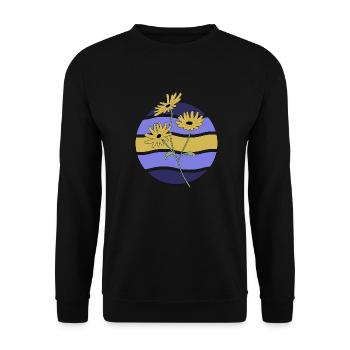Minimal Blume Wellen Muster Urlaub Ferien Sommer - Unisex Pullover - Schwarz - Vorne - Alina (178cm) & Michal (187cm)