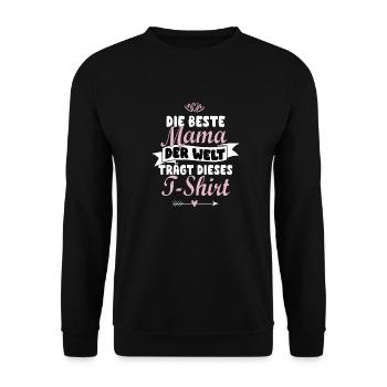 Für die beste Mama der Welt - Unisex Pullover - Schwarz - Vorne - Alina (178cm) & Michal (187cm)