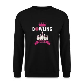 Retro Bowling QUEEN Awesome Bowler T-Shirt - Unisex Pullover - Schwarz - Vorne - Alina (178cm) & Michal (187cm)