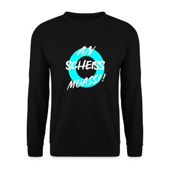 AN SCHEISS MUASSI - Unisex Pullover - Schwarz - Vorne - Alina (178cm) & Michal (187cm)