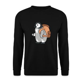 Lustiges Pinguin-Wander-Abenteuer - Unisex Pullover - Schwarz - Vorne - Alina (178cm) & Michal (187cm)