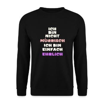 Lustiger mürrisch launisch wütender ehrlich Vektor - Unisex Pullover - Schwarz - Vorne - Alina (178cm) & Michal (187cm)