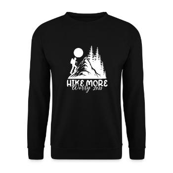 Wander mehr sorge dich weniger, wandern Wandertour - Unisex Pullover - Schwarz - Vorne - Alina (178cm) & Michal (187cm)