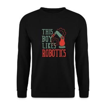 Junge mag Roboter Lustige Technik Elektronik - Unisex Pullover - Schwarz - Vorne - Alina (178cm) & Michal (187cm)