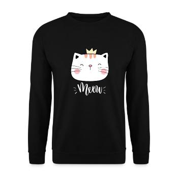 Mignon Kawaii drôle de chat disant miaulement - Sweat-shirt Unisexe - noir - Devant - Alina (178cm) & Michal (187cm)