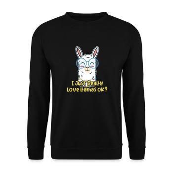 Ich liebe Lamas - Lama ist mein Lieblingstier - Unisex Pullover - Schwarz - Vorne - Alina (178cm) & Michal (187cm)