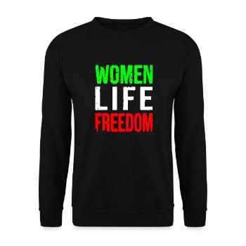 Women life freedom - Sweat-shirt Unisexe - noir - Devant - Alina (178cm) & Michal (187cm)