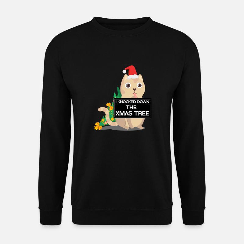falscher Weihnachtskatzen-Weihnachtsbaum - Unisex Pullover - Schwarz