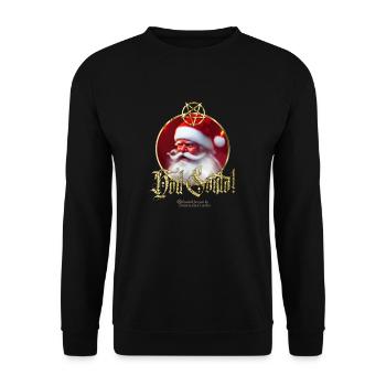 Ugly Xmas Hail Santa - Unisex Pullover - Schwarz - Vorne - Alina (178cm) & Michal (187cm)