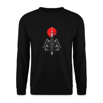 Valhalla - Winkinger - Wolf and Sword - Unisex Sweatshirt - black - Front - Alina (178cm) & Michal (187cm)