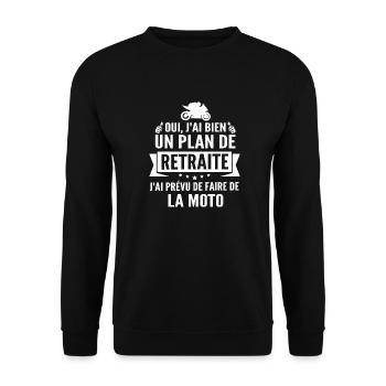 plan de retraite moto / cadeau humour moto - Sweat-shirt Unisexe - noir - Devant - Alina (178cm) & Michal (187cm)